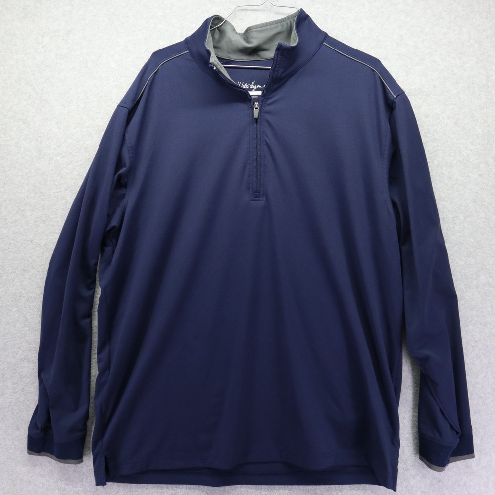 Walter Hagen 1/4 Zip Pullover Mens Medium Hydroproof Mock Neck‎ Blue Long Sleeve